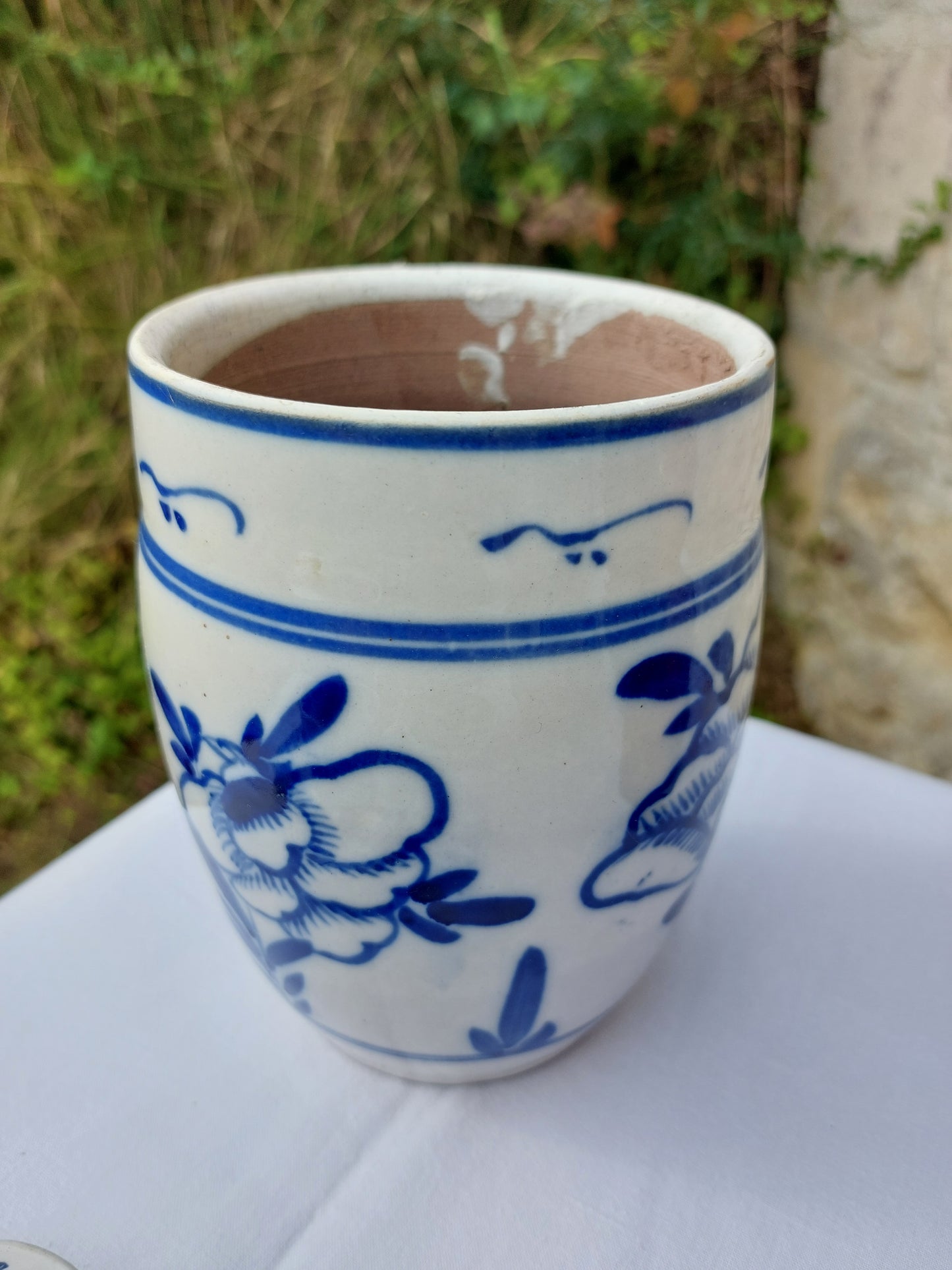 Pot décor bleu