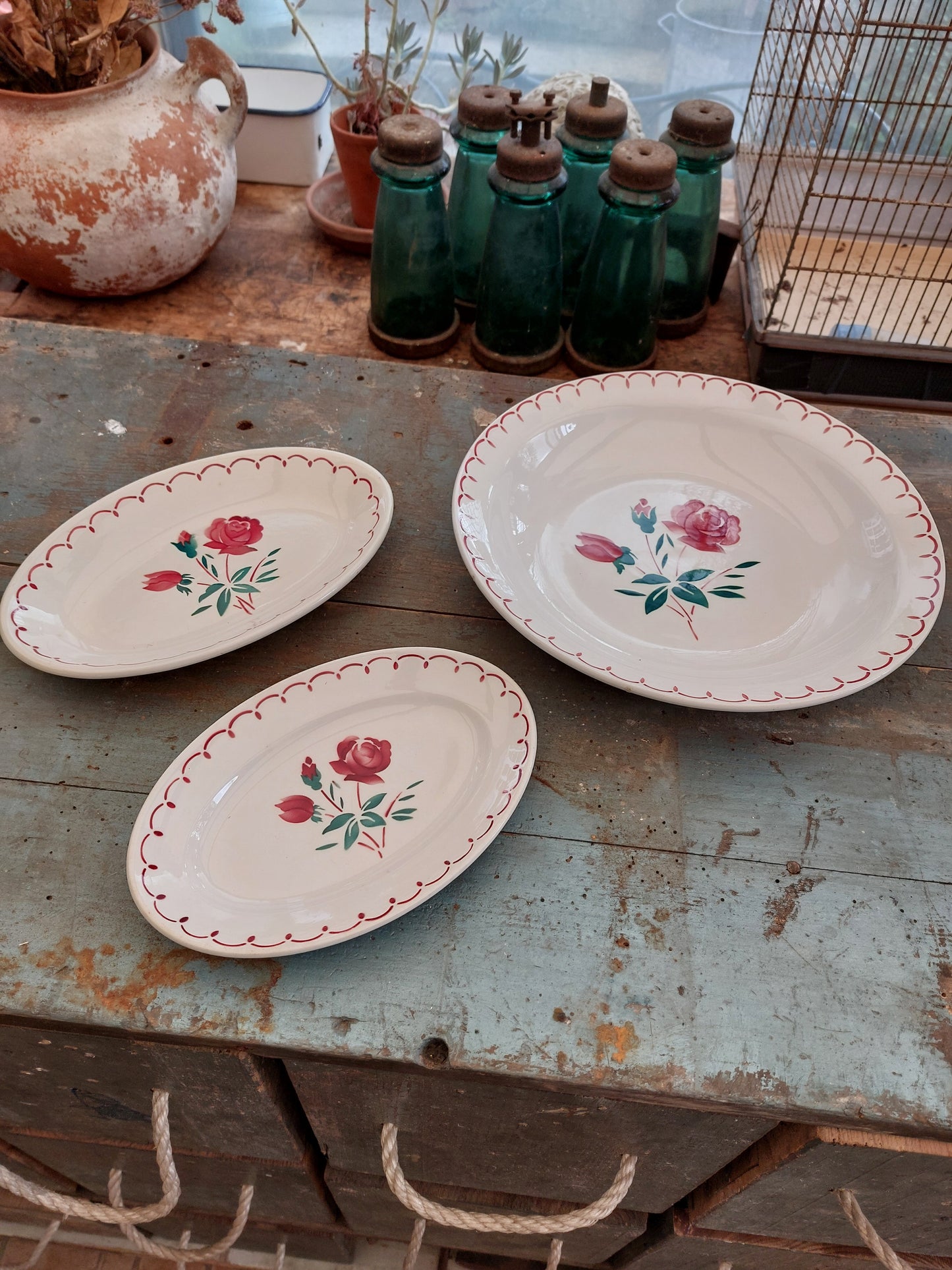 Service 3 pièces "Roses en boutons"