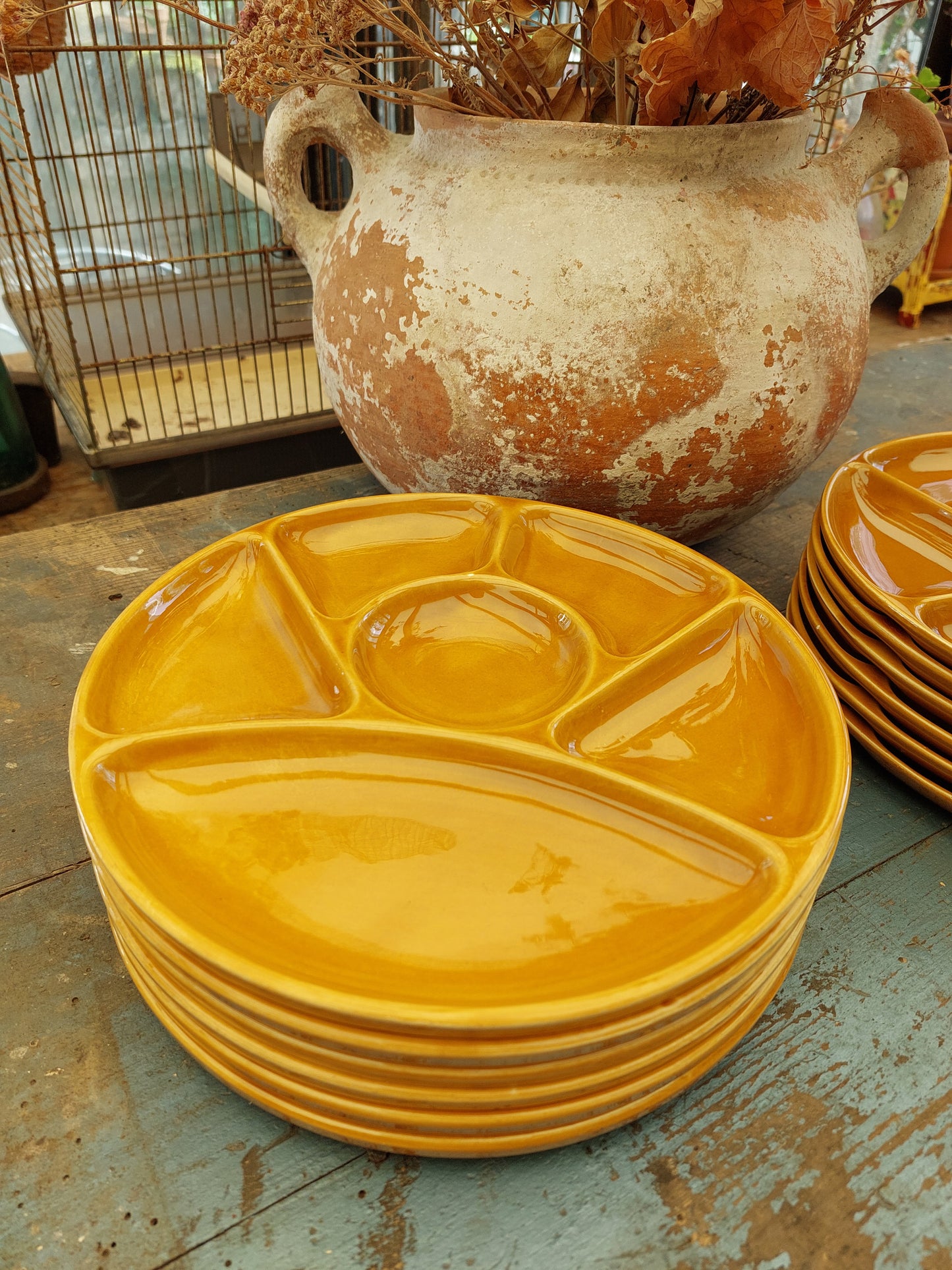 Lot de 6 assiettes à fondue Gien