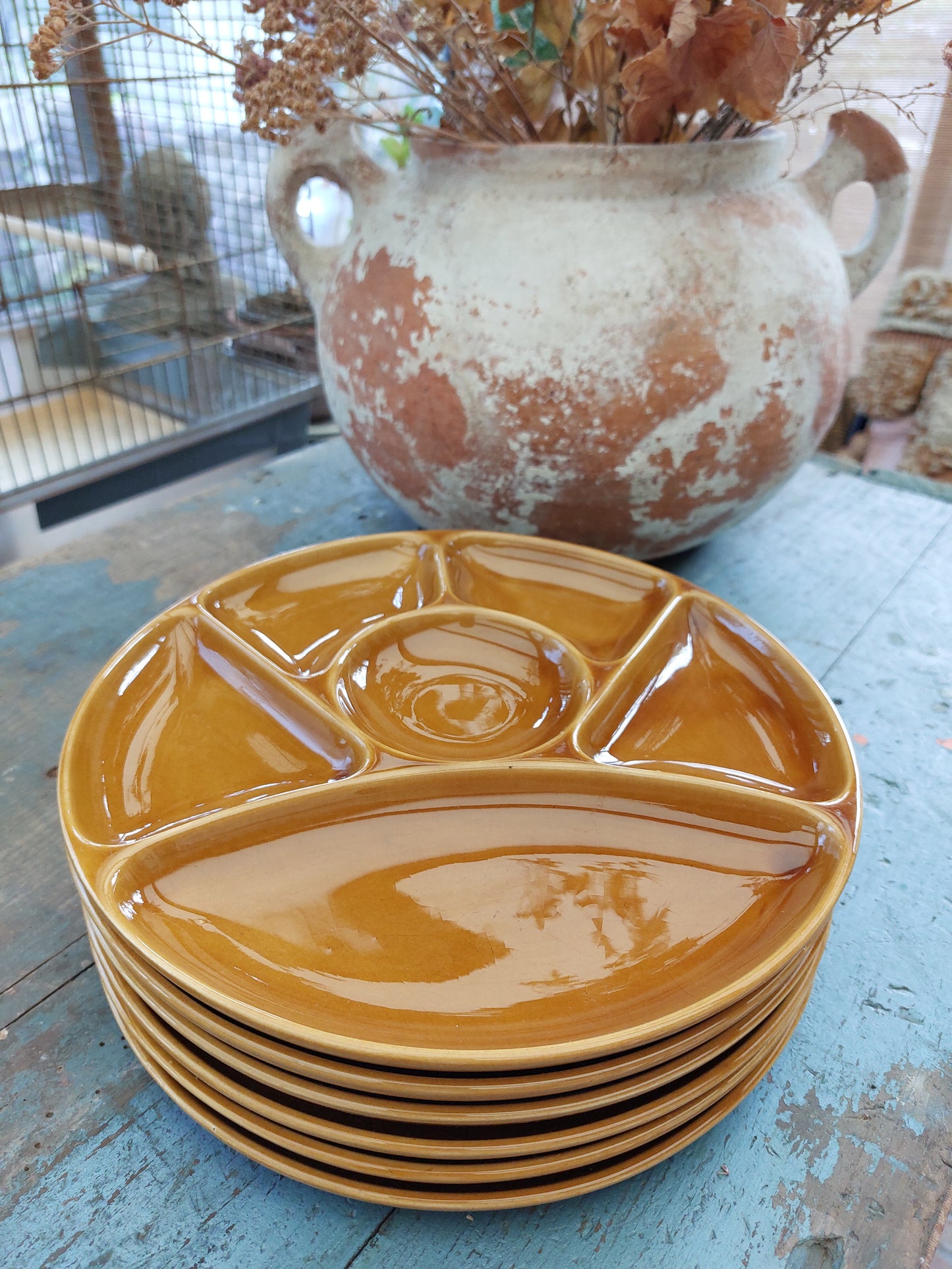 Lot de 6 assiettes à fondue Gien