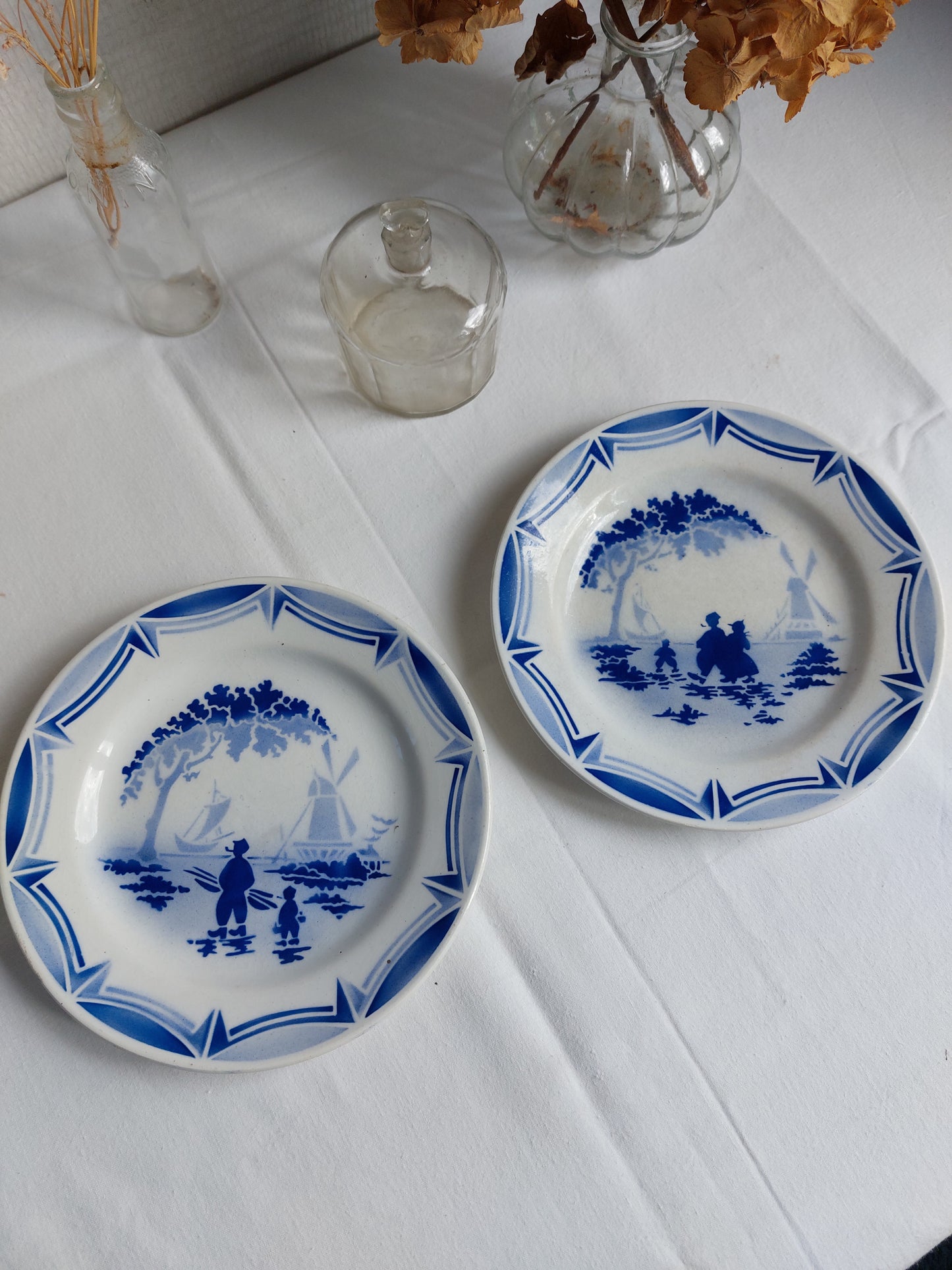 Paire d'assiettes à dessert Hamage Nord & Moulin des Loups
