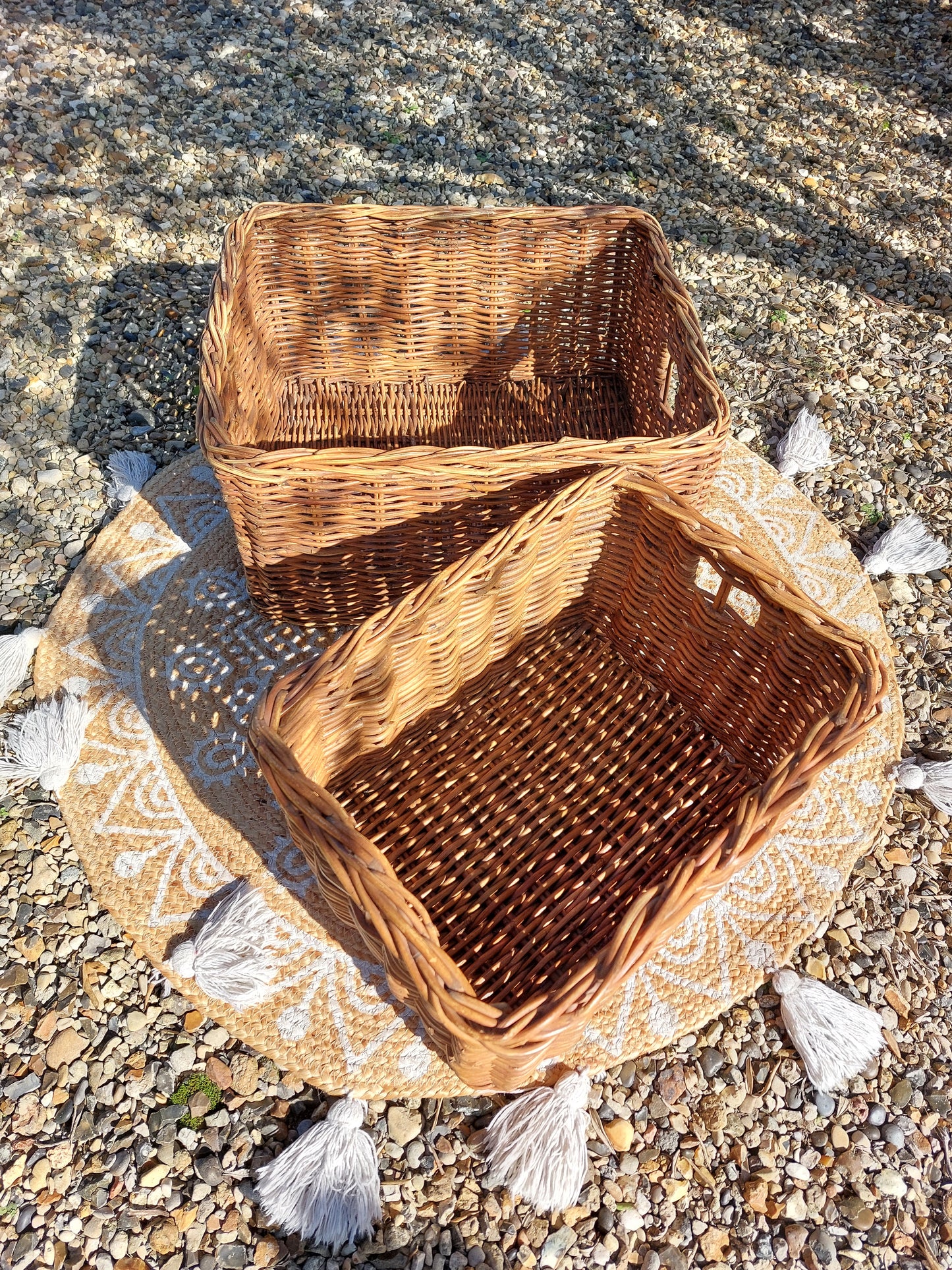 Lot de 2 grands paniers de rangement en osier