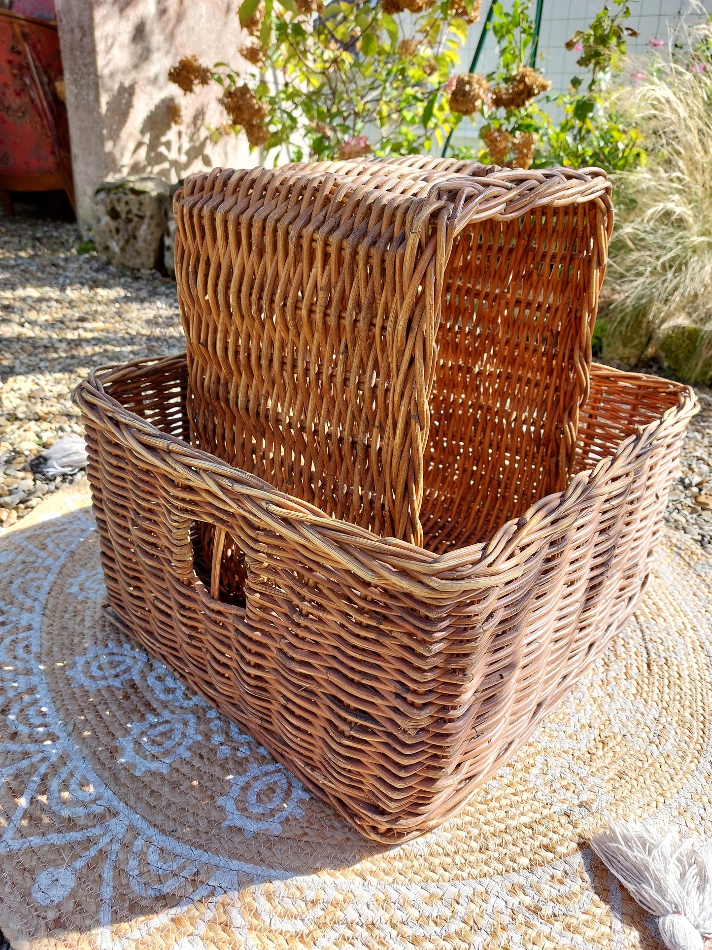 Lot de 2 grands paniers de rangement en osier