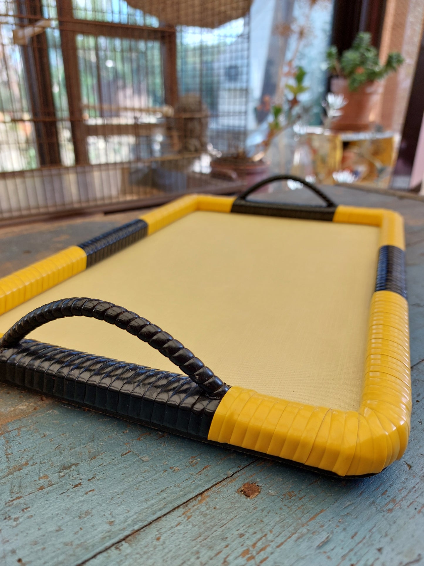 Plateau "scoubidou" vintage