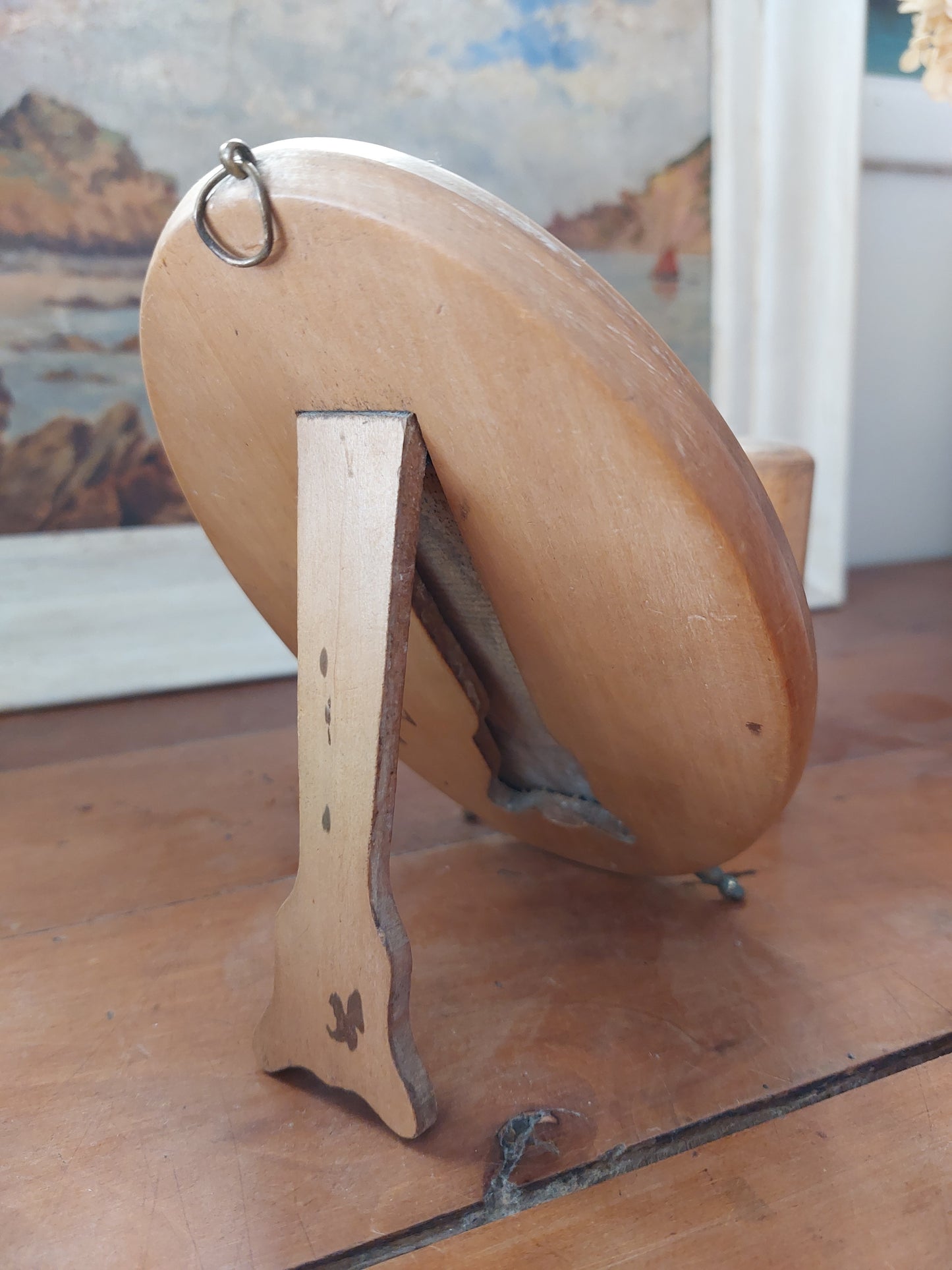 Petit miroir bois sur pied