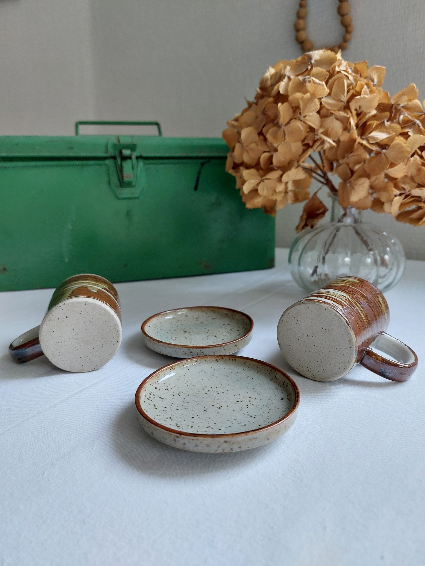Lot de 2 tasses à café en grès paysan du Japon