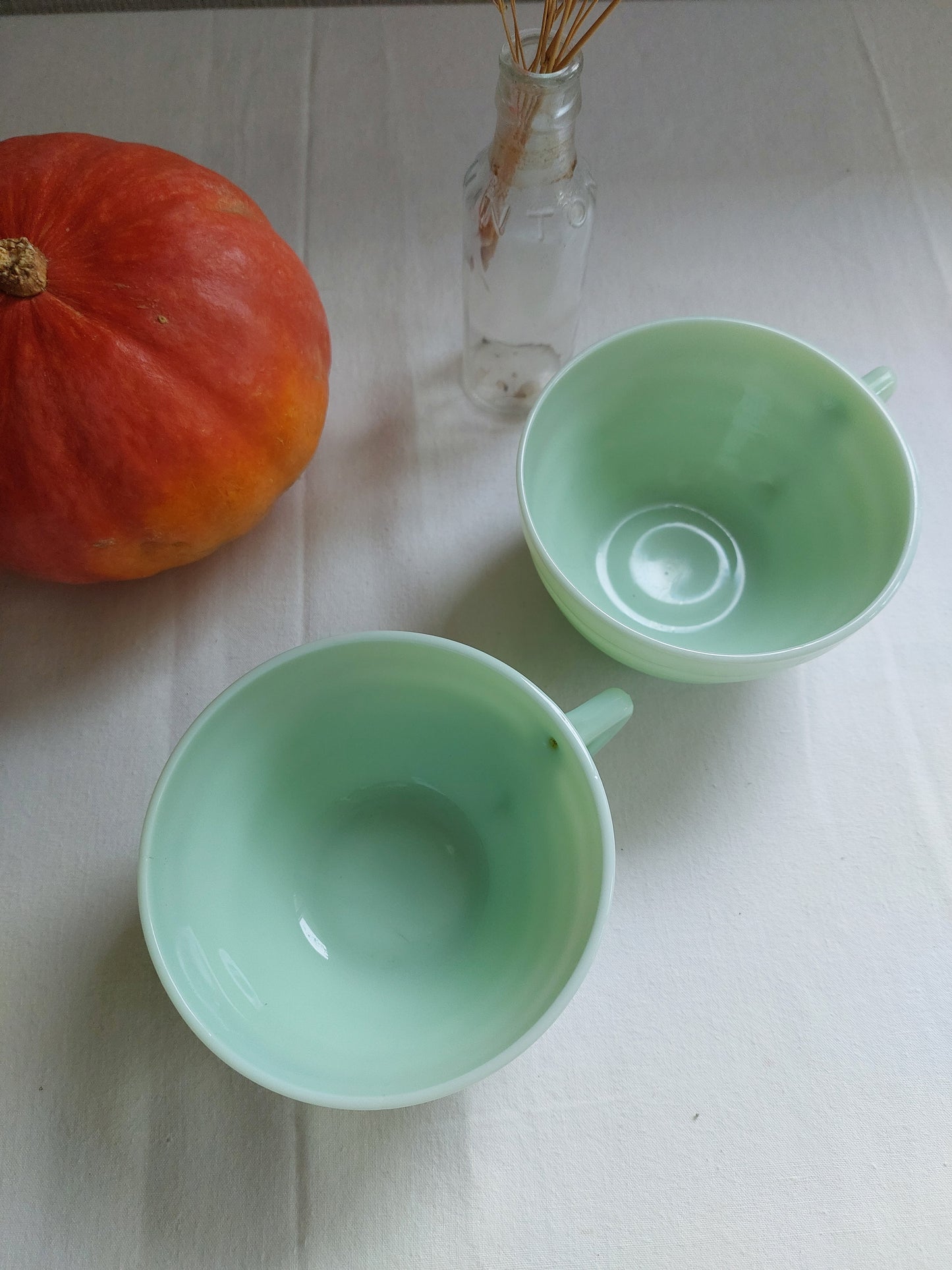 Lot de 2 grandes tasses opaline