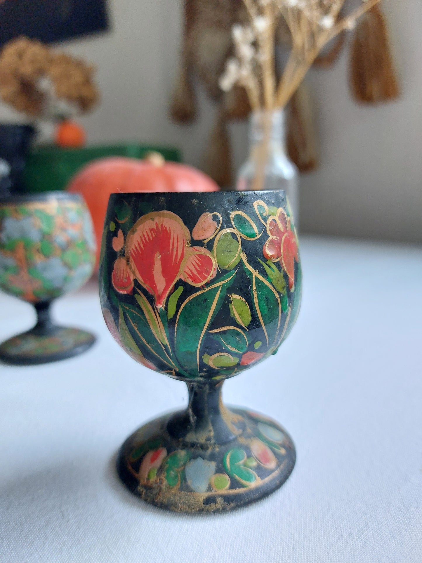 Paire de coquetiers "Khokhloma"