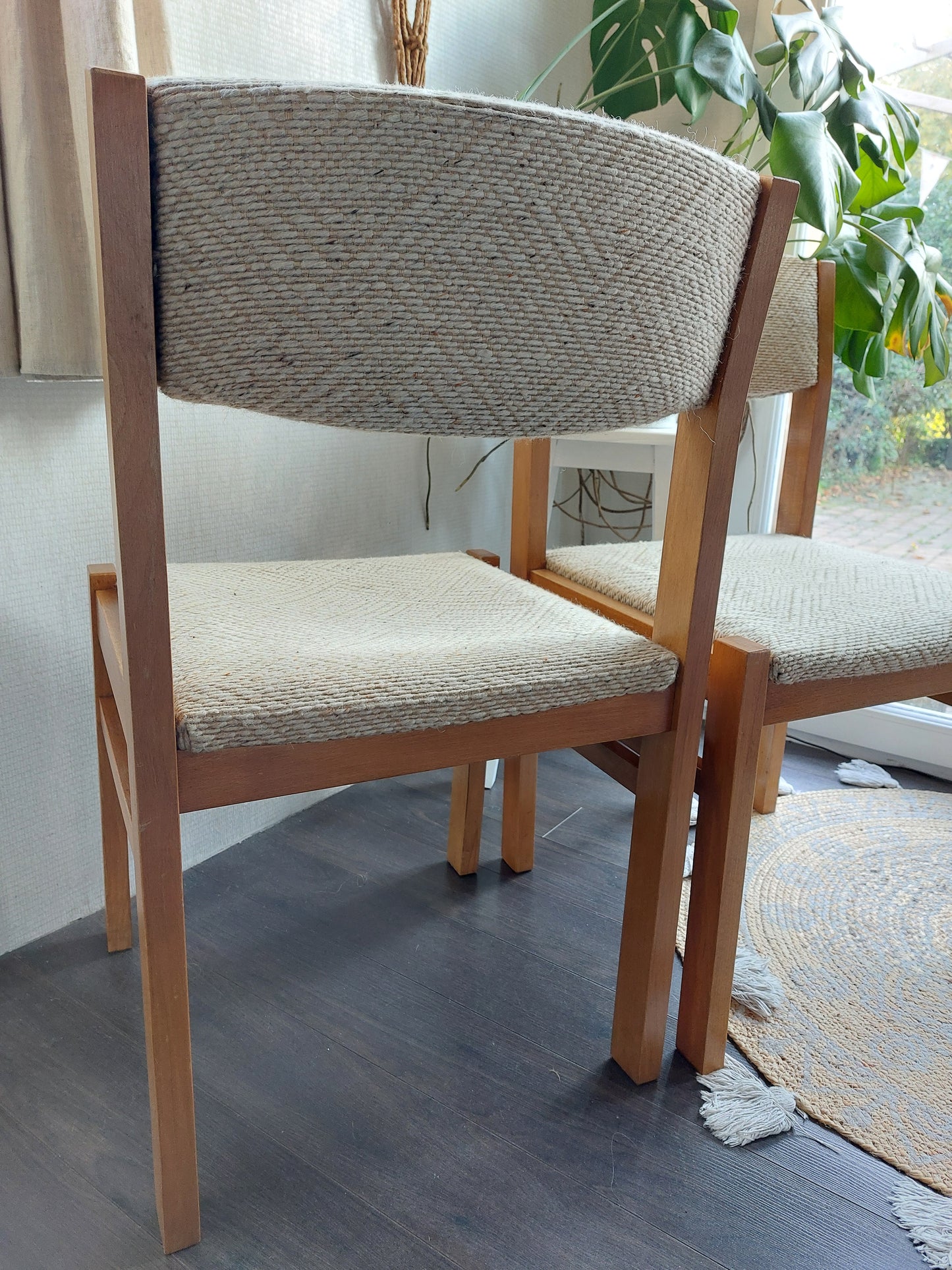 Paire de chaises vintage bois et tissu