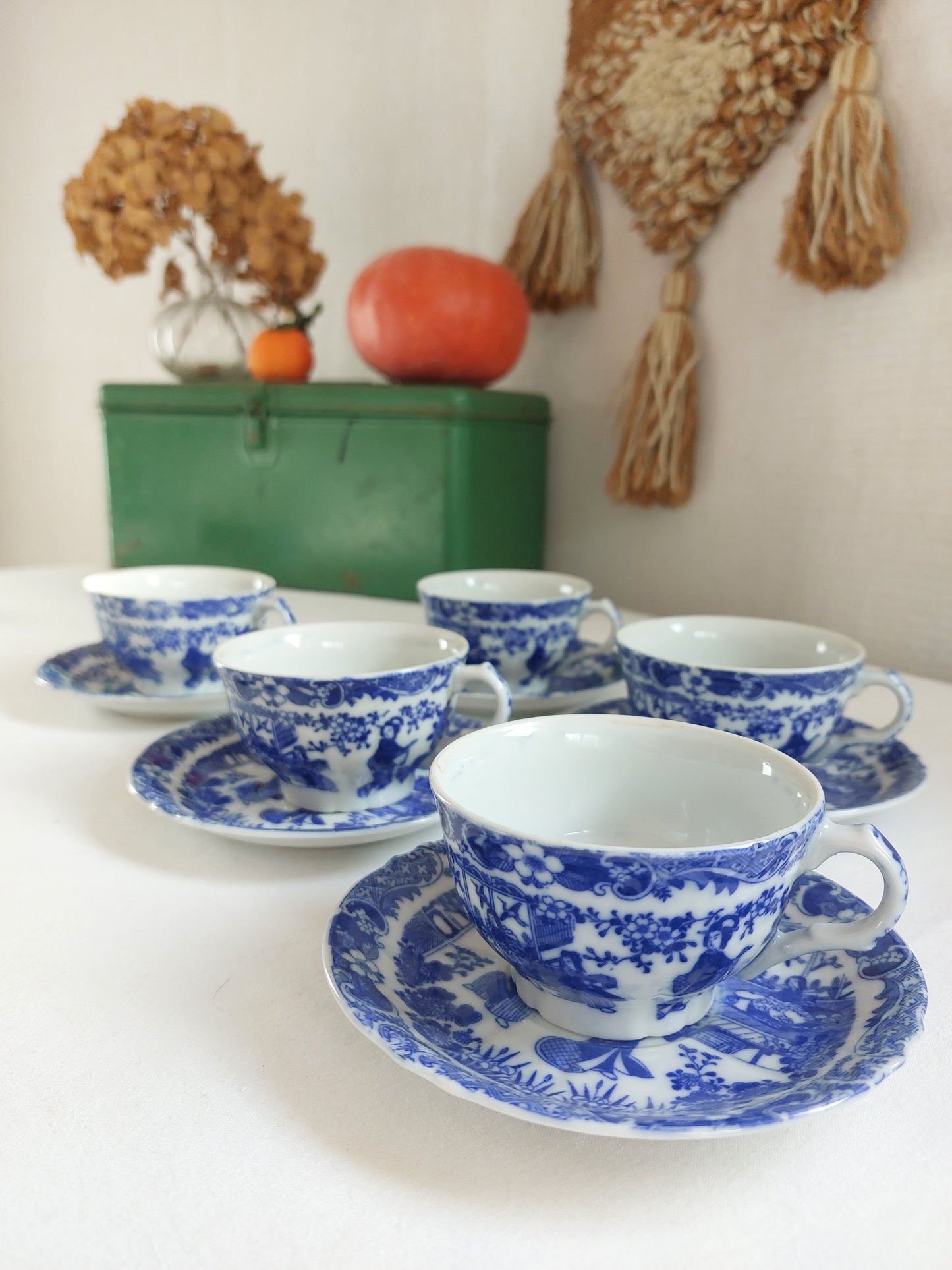 Lot de 5 tasses "scène japonaise"