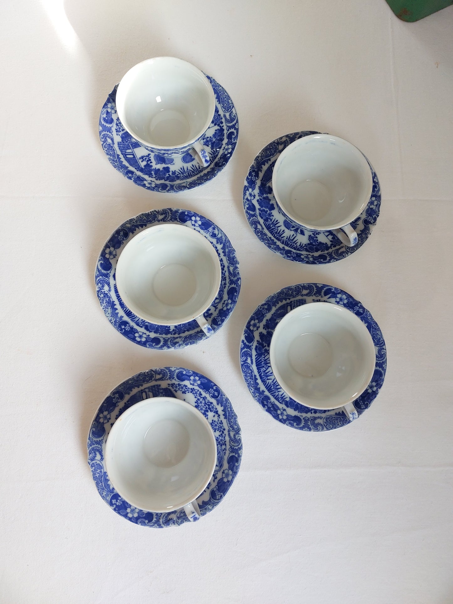 Lot de 5 tasses "scène japonaise"