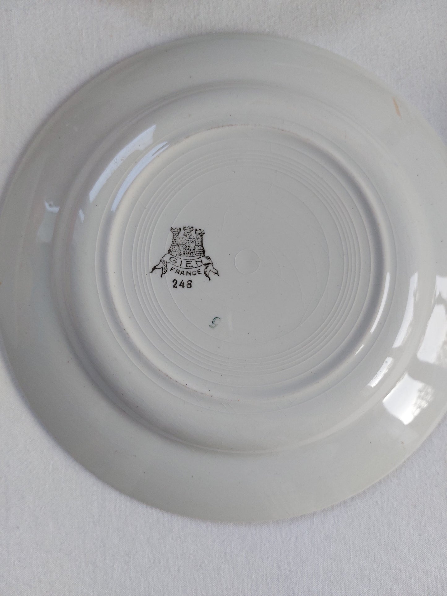 Lot de 6 assiettes plates fleurs bleues "Gien"