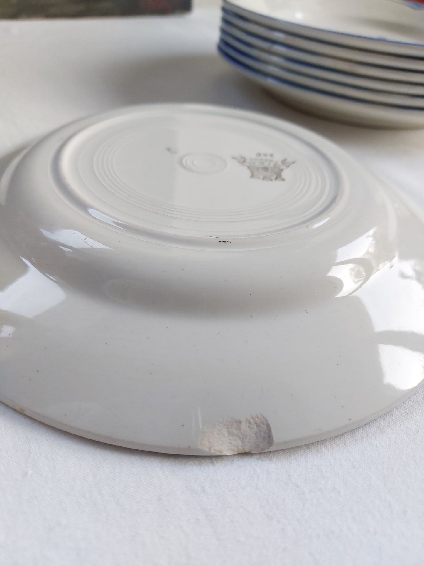 Lot de 6 assiettes plates fleurs bleues "Gien"