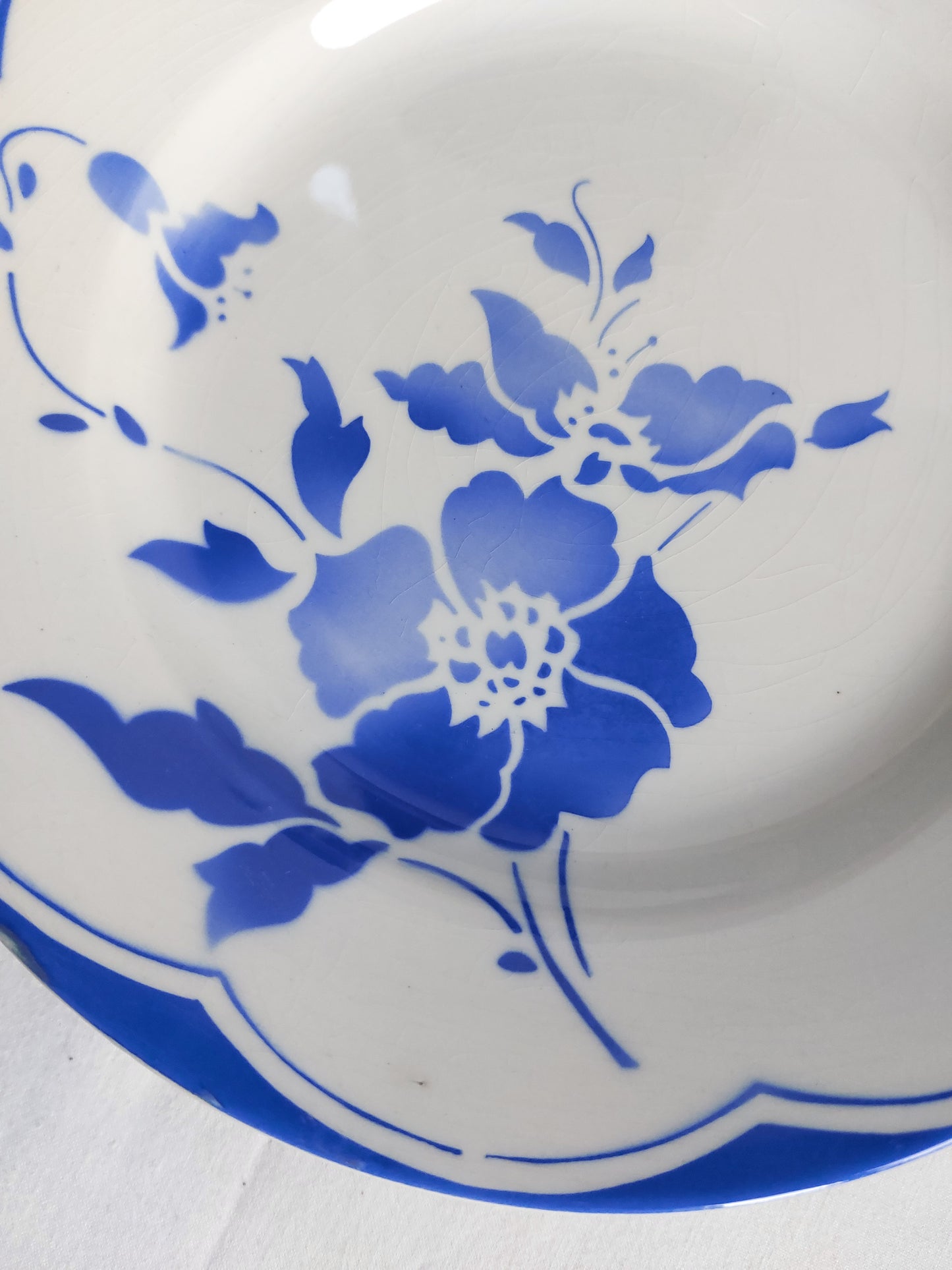 Lot de 6 assiettes plates fleurs bleues "Gien"