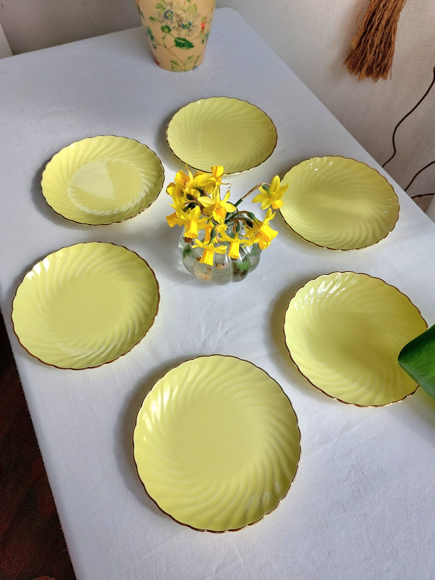 Lot de 6 assiettes à dessert jaune pastel