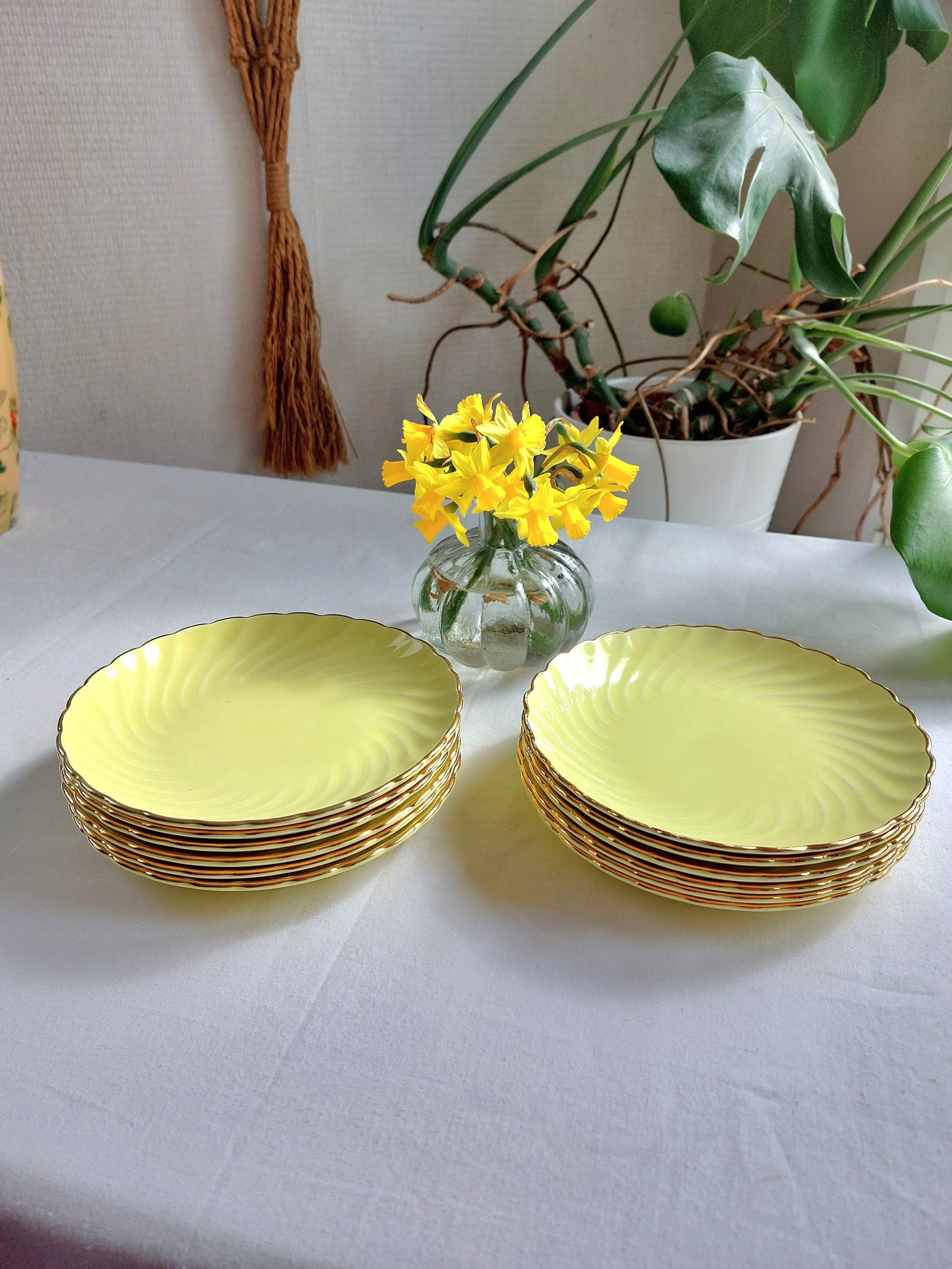 Lot de 6 assiettes à dessert jaune pastel