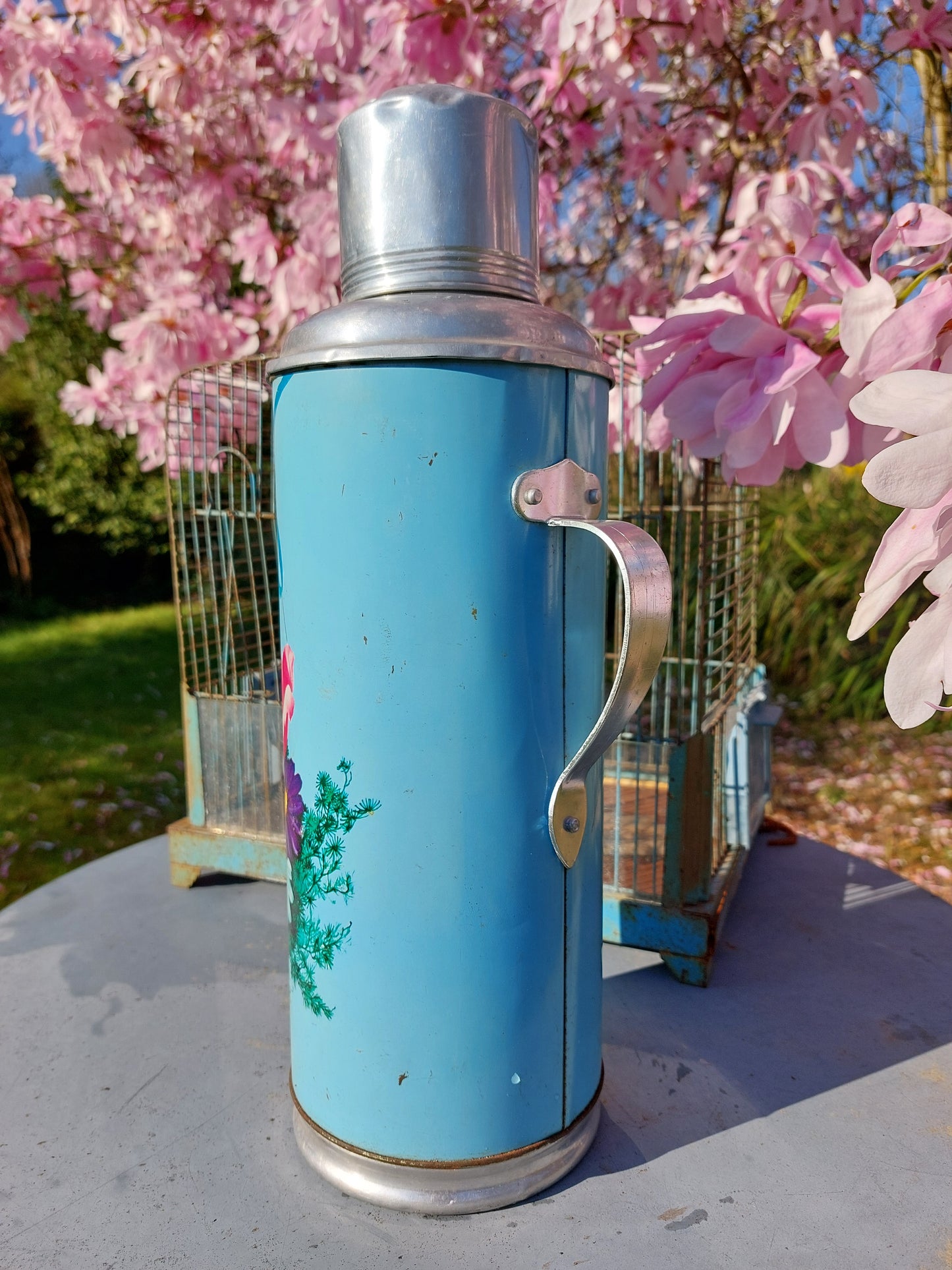Grand thermos fleuri chinois