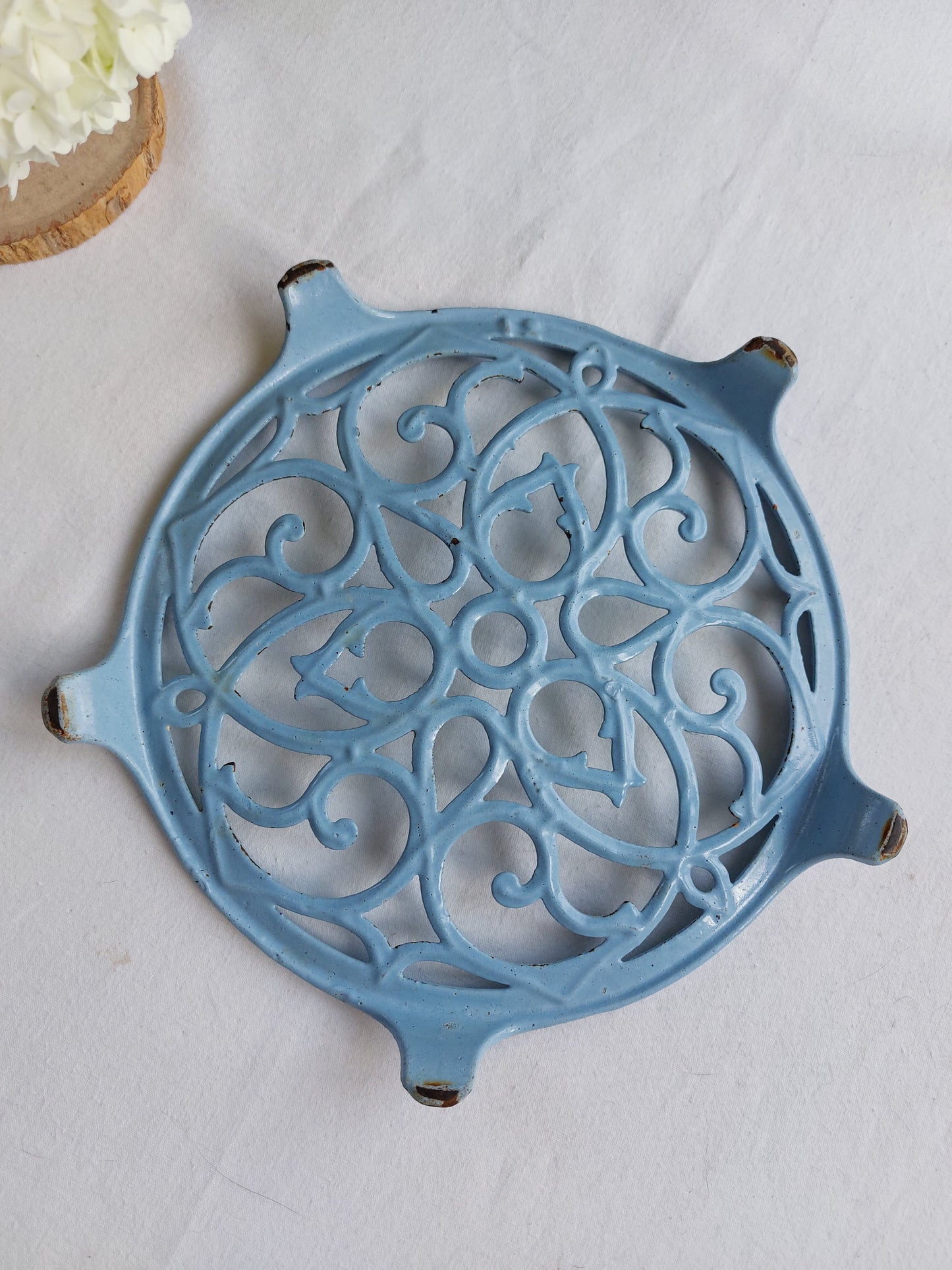 Dessous de plat en fonte émaillée bleu ciel