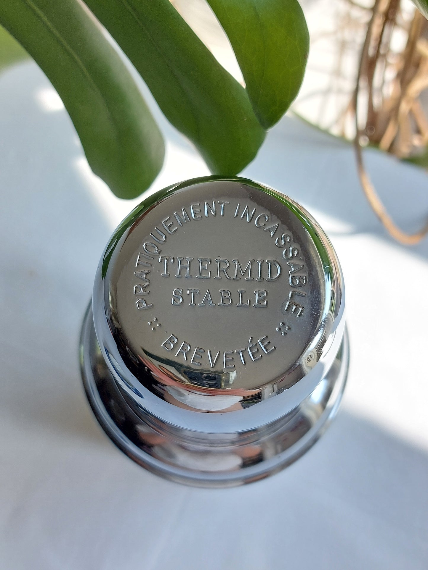 Bouteille thermos chromée vintage Thermid Stable France