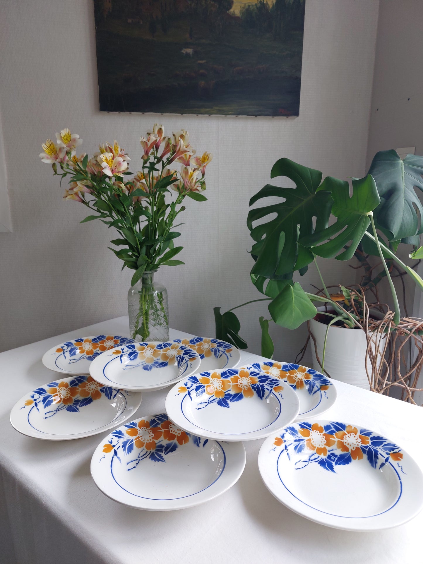 DESTOCKAGE - Lot de 8 assiettes plates et 8 creuses Hamage & Moulin des Loups modèle Eglantine