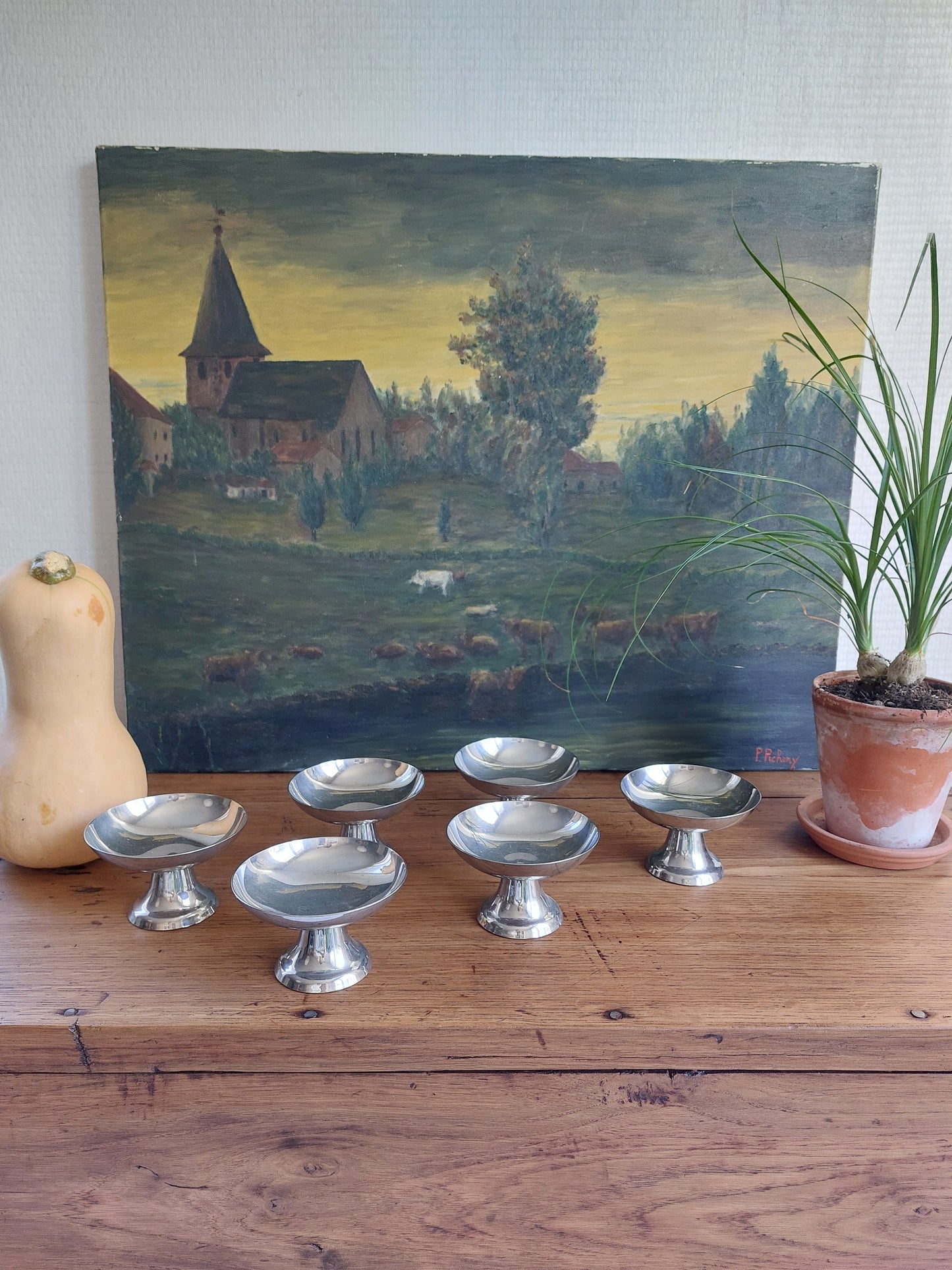 Lot de 6 coupelles vintage en inox