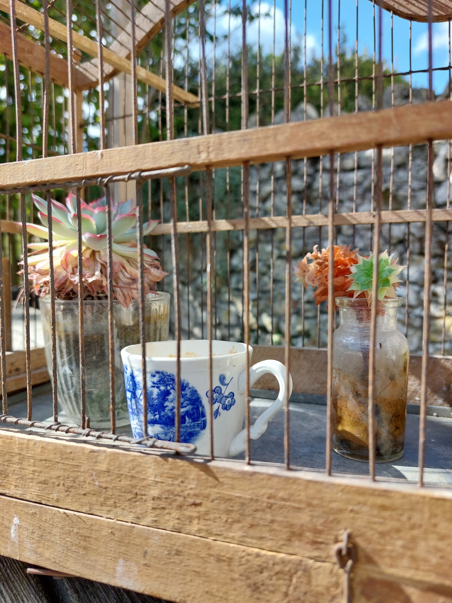 Cage à oiseaux ancienne en bois
