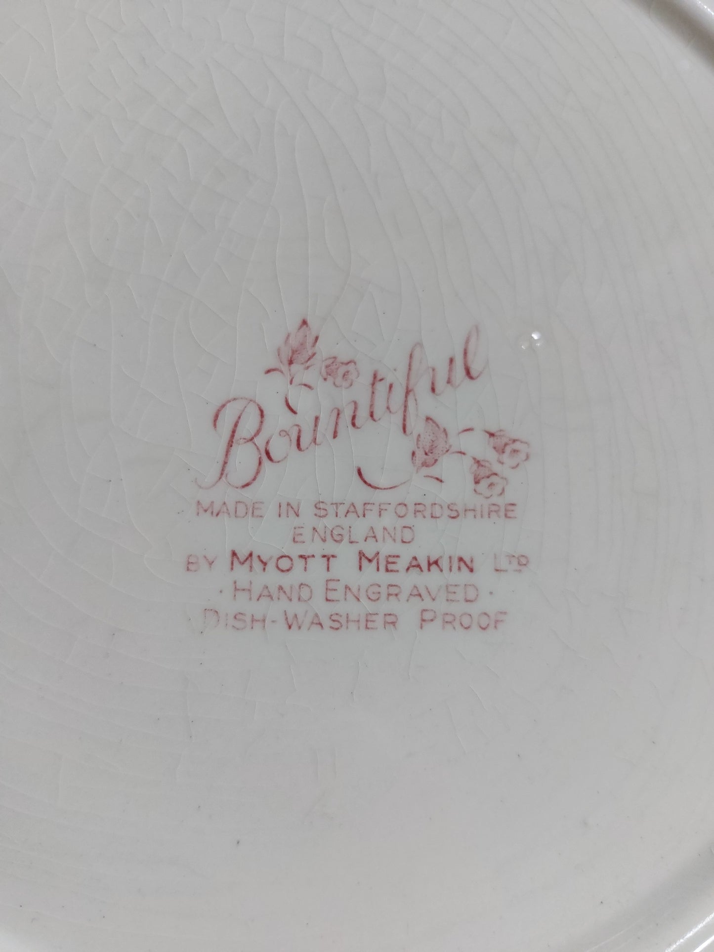 Plat de service rond en céramique anglaise by Myott Meakin modèle « Bountiful »