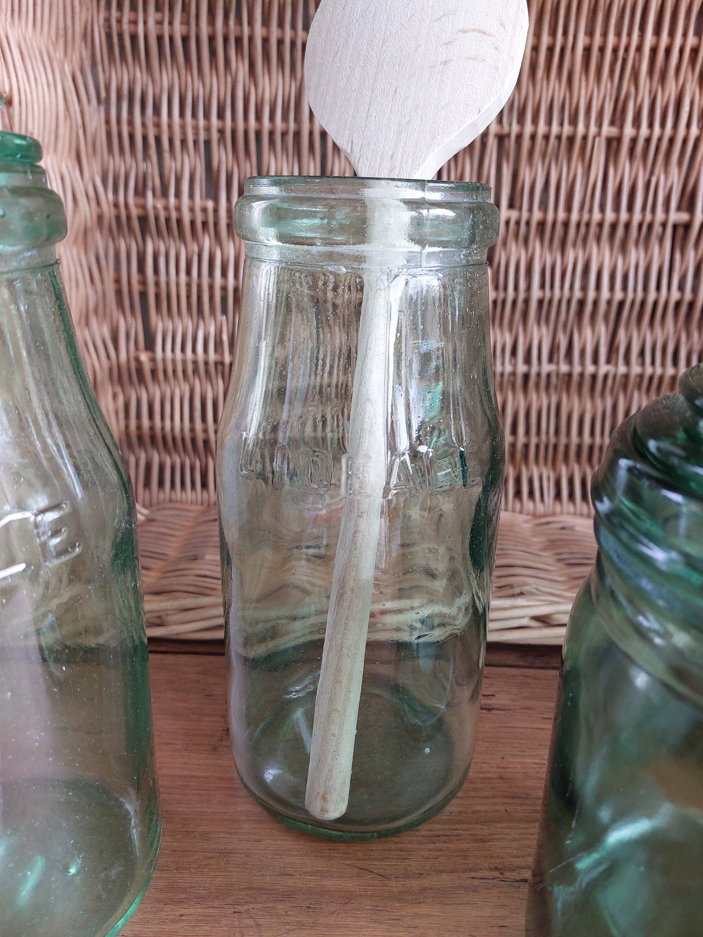 Lot de 4 bocaux verts ancien