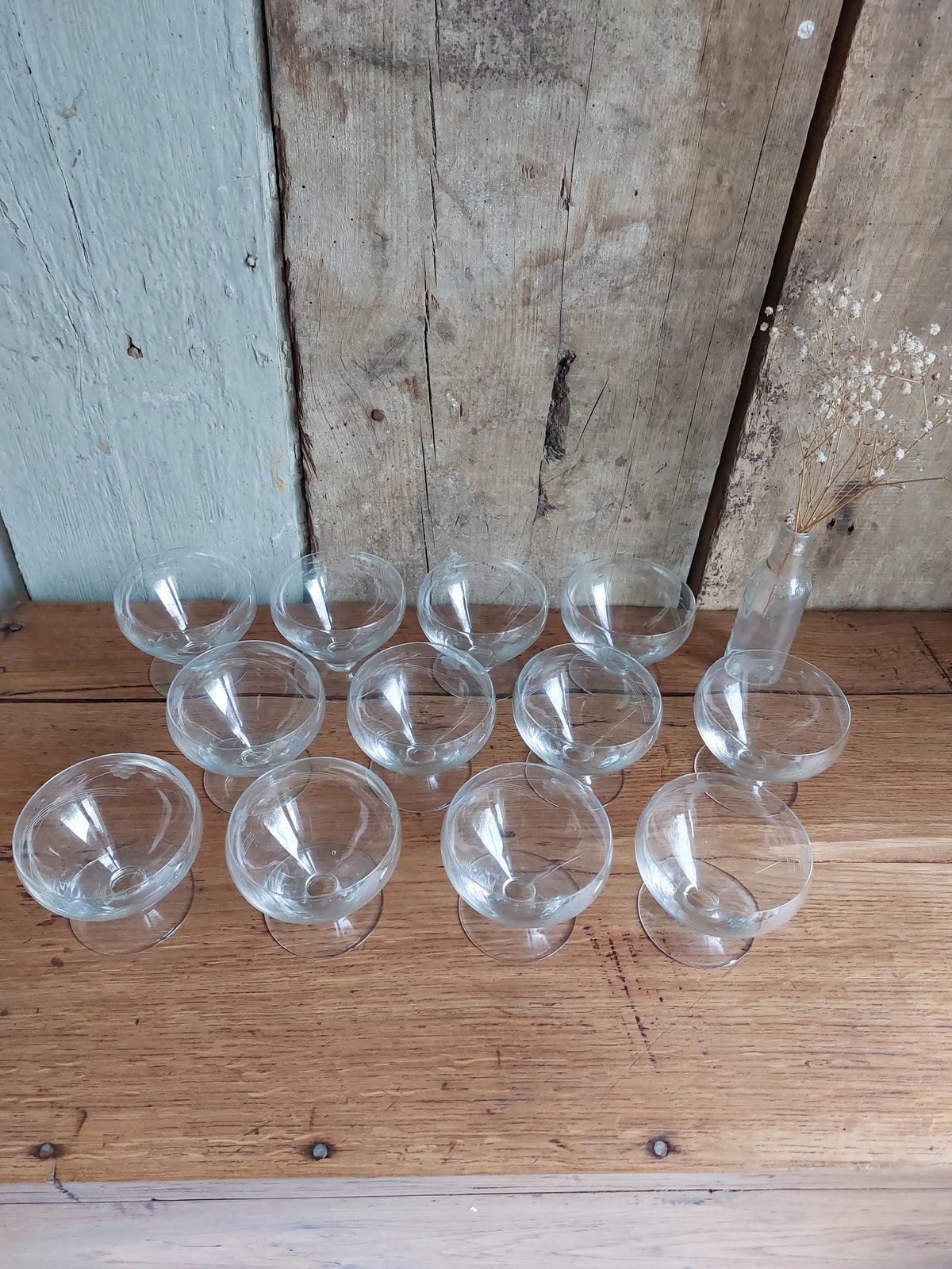 Lot de 6 coupes de champagne anciennes en cristal