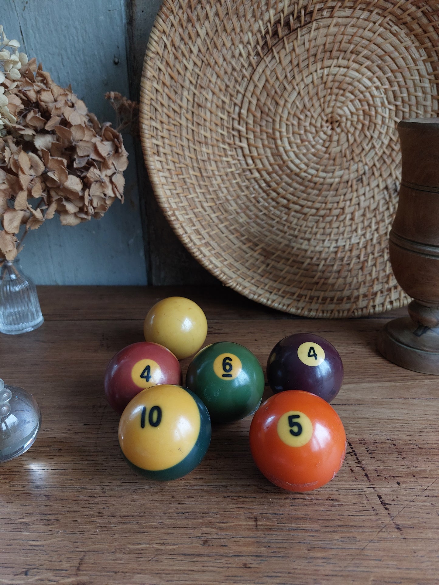 Lot de 6 boules de billard américain anciennes