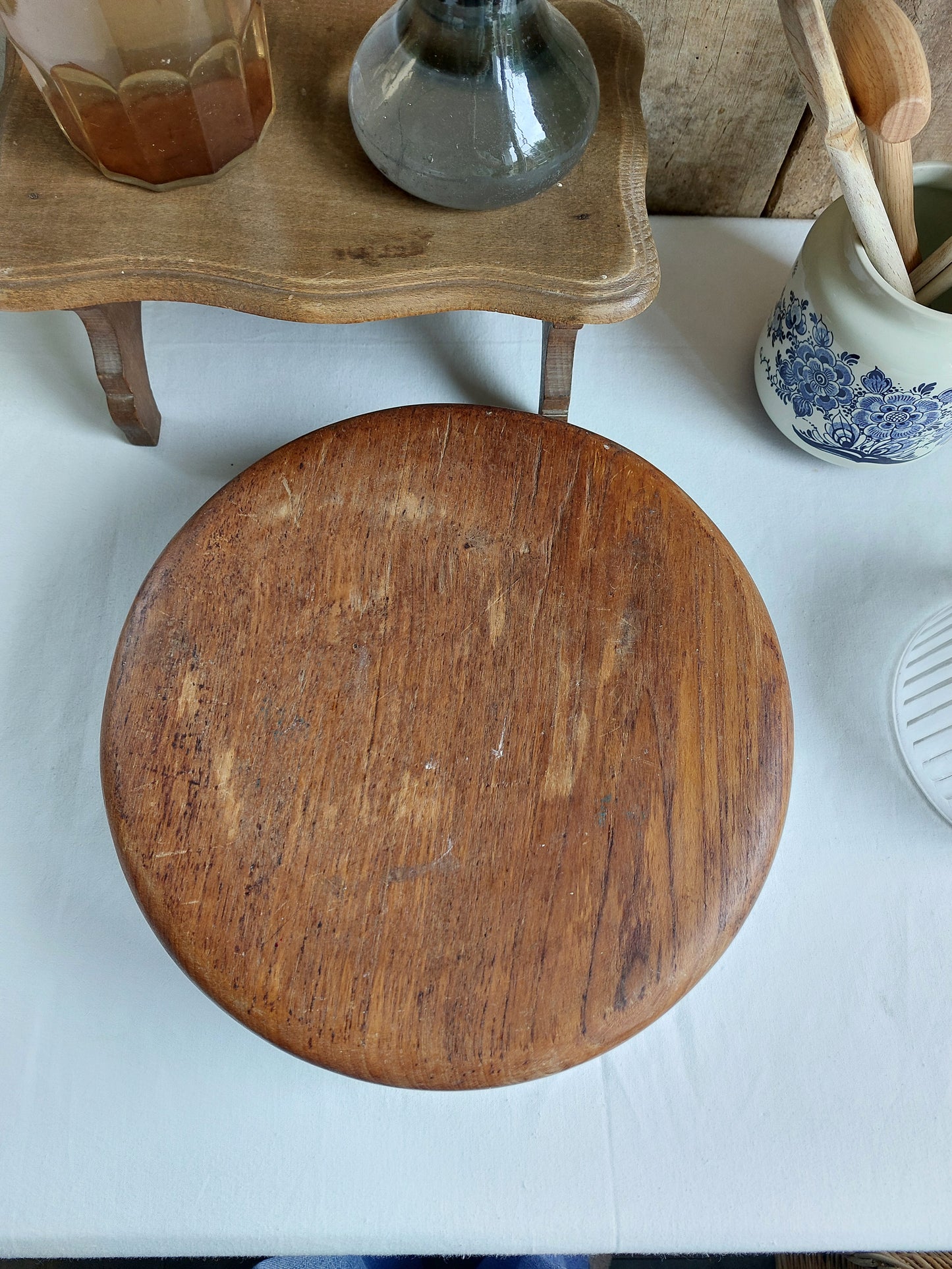 Grand saladier en bois brut vintage
