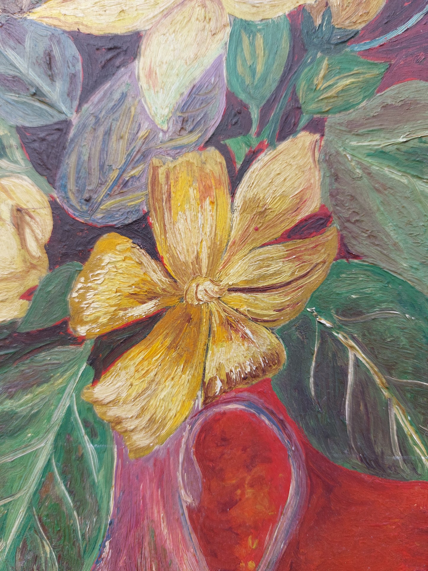 Huile sur panneau "Bouquet jaune"