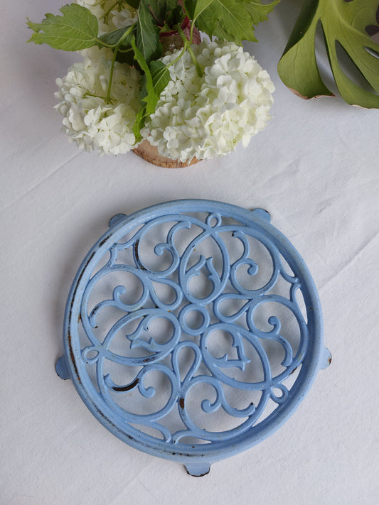 Dessous de plat en fonte émaillée bleu ciel
