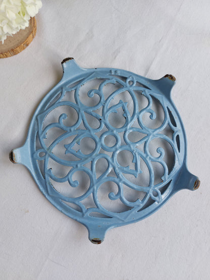 Dessous de plat en fonte émaillée bleu ciel
