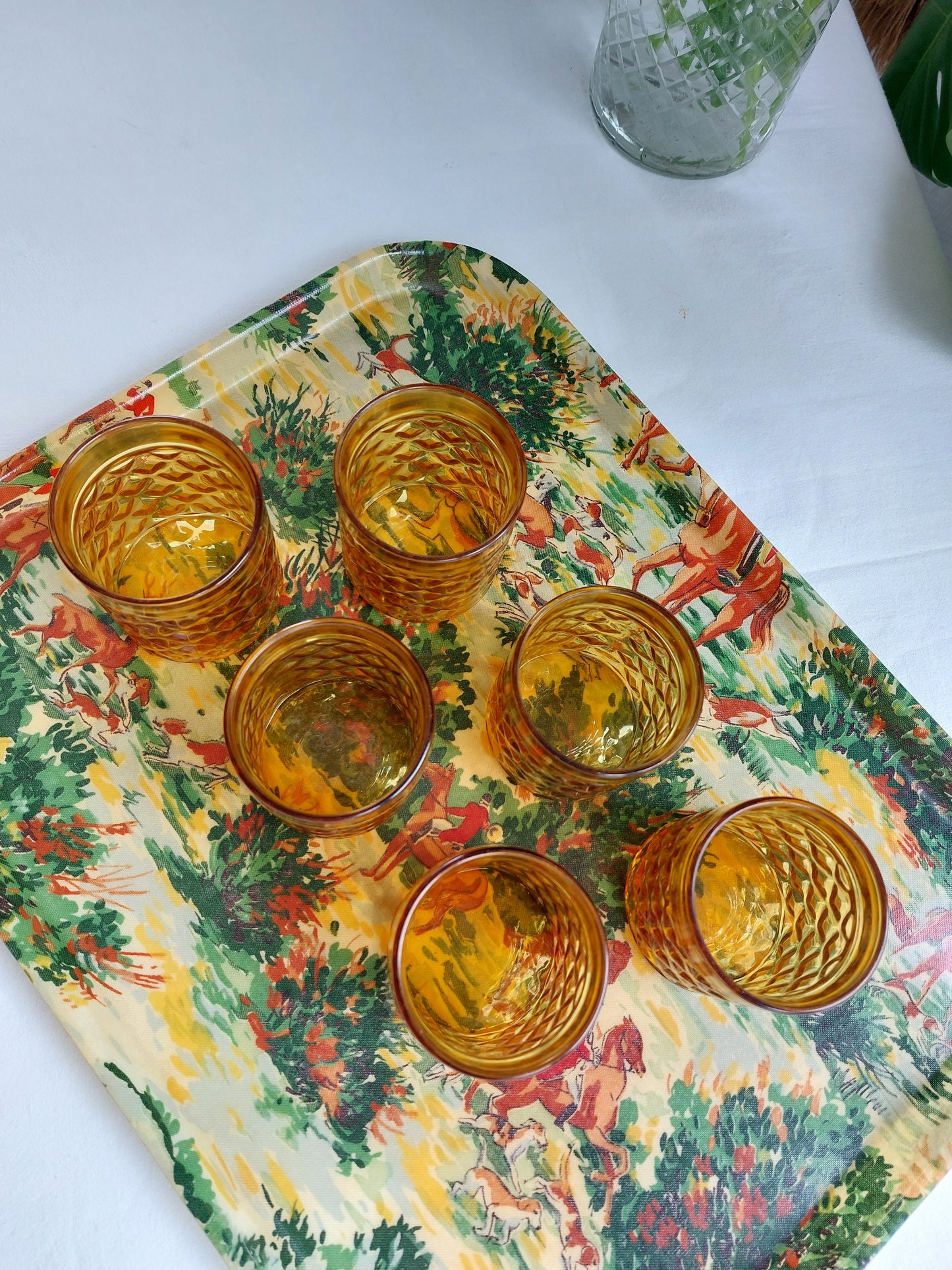Lot de 6 verres ambrés vintage Pernod