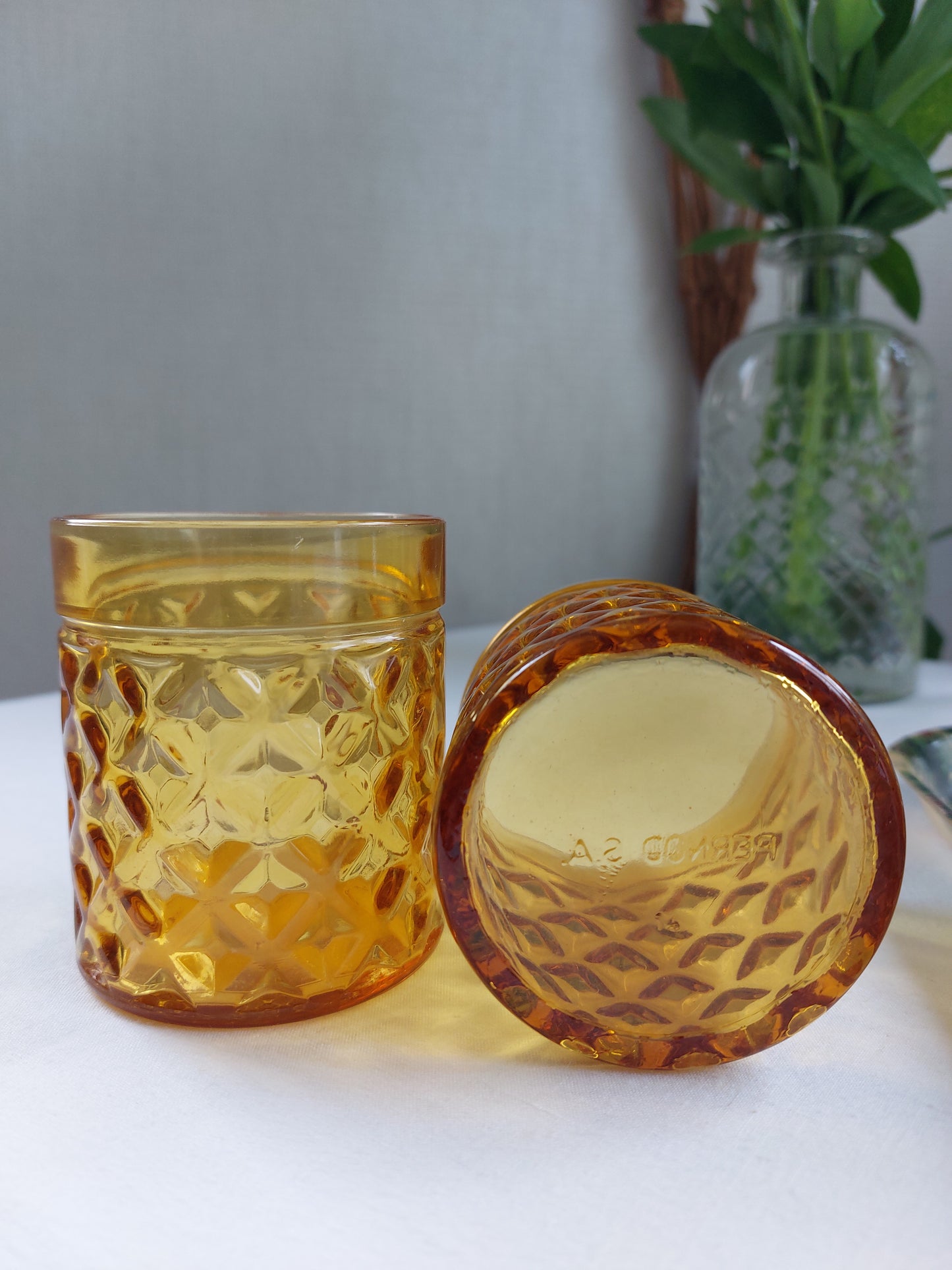 Lot de 6 verres ambrés vintage Pernod