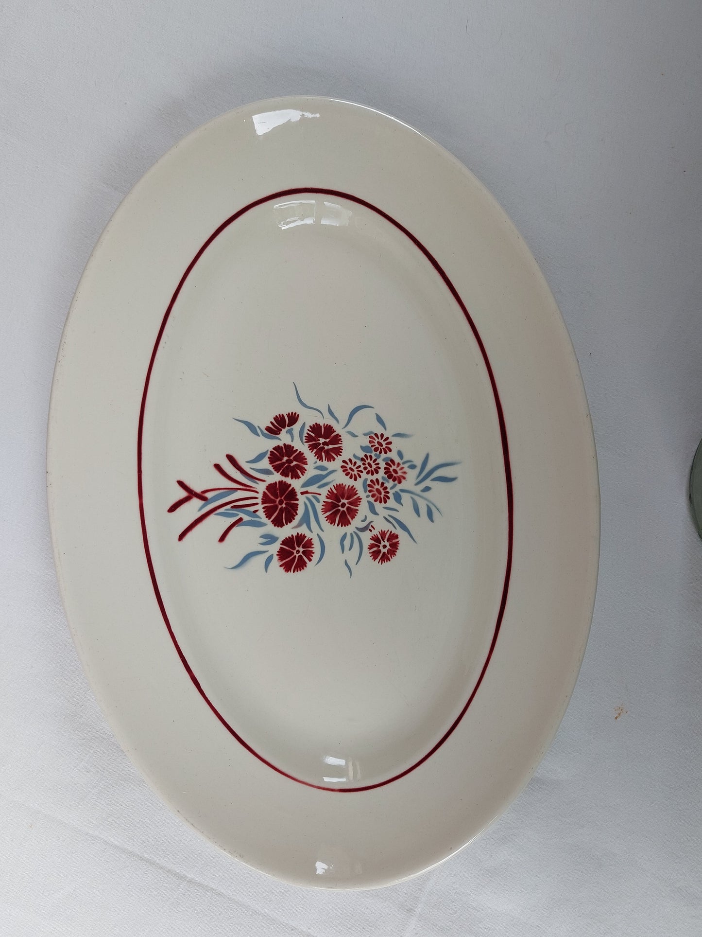 Plat ovale faïence Badonviller modèle Francine