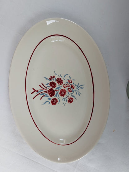 Plat ovale faïence Badonviller modèle Francine