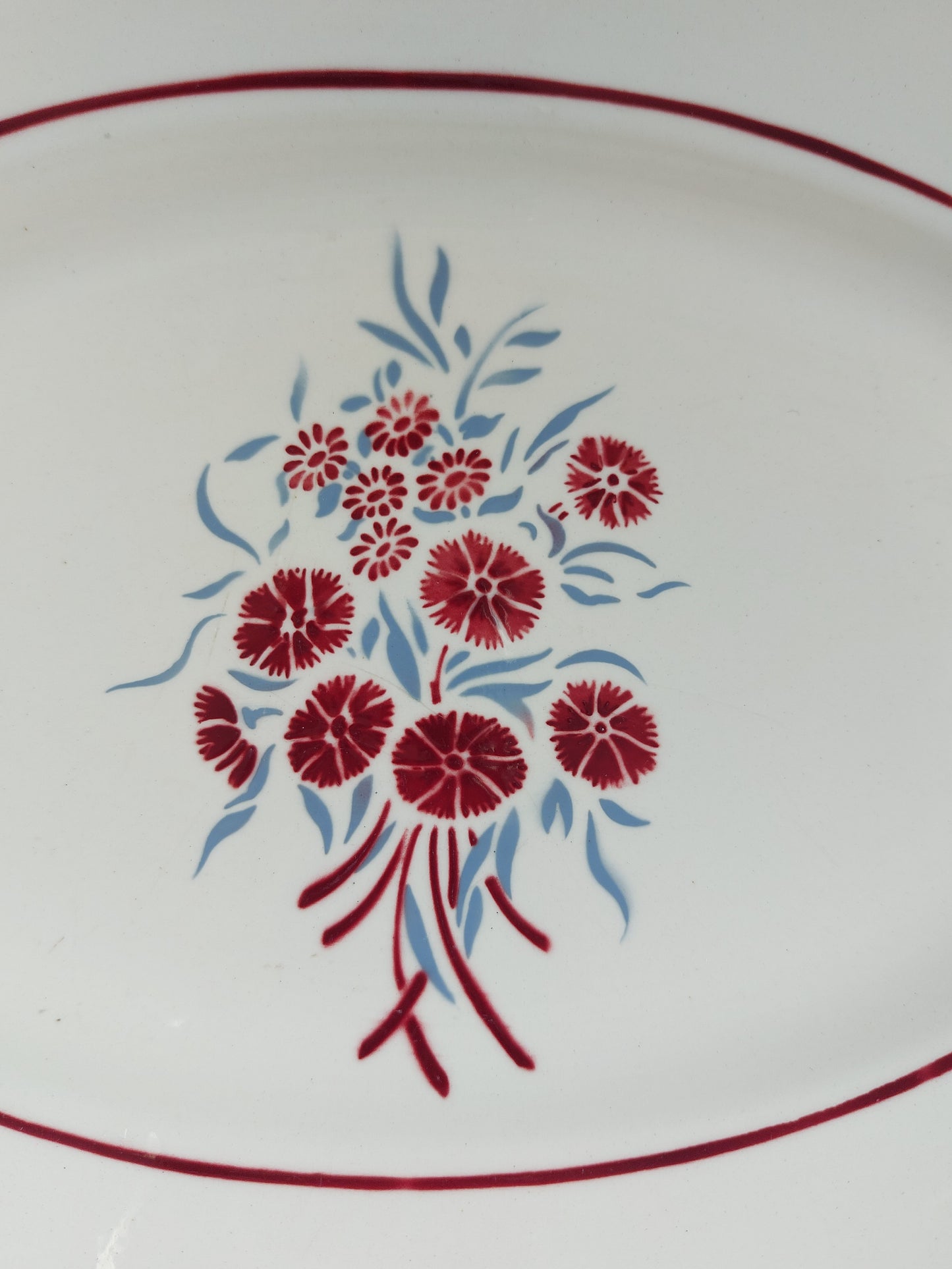 Plat ovale faïence Badonviller modèle Francine