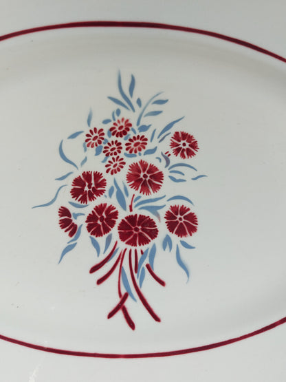 Plat ovale faïence Badonviller modèle Francine