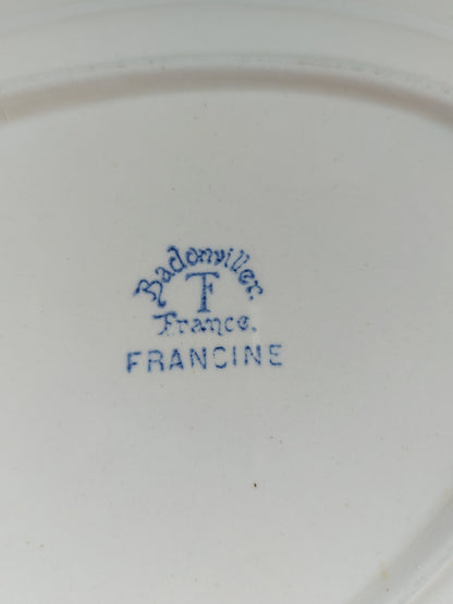 Plat ovale faïence Badonviller modèle Francine