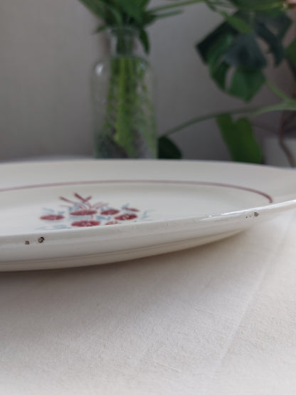 Plat ovale faïence Badonviller modèle Francine
