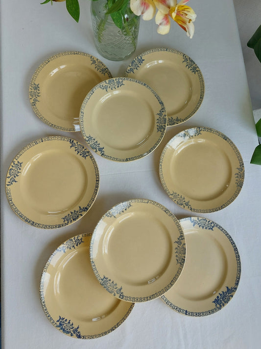 Lot de 8 assiettes à dessert anciennes Saint Amand modèle 4729