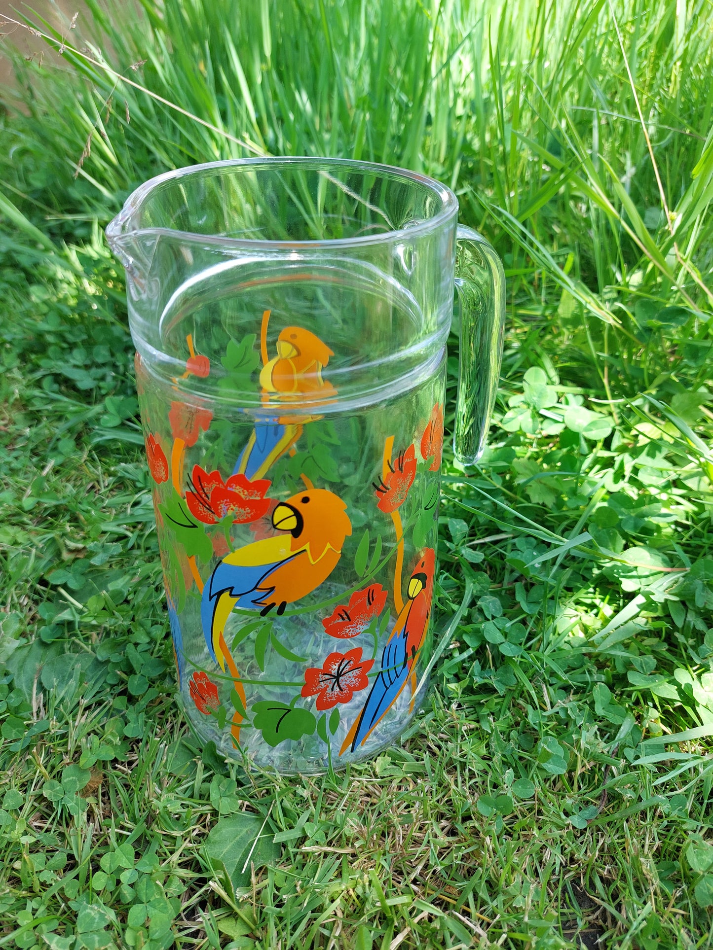 Pichet vintage à orangeade modèle "Perroquet"