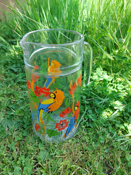 Pichet vintage à orangeade modèle "Perroquet"