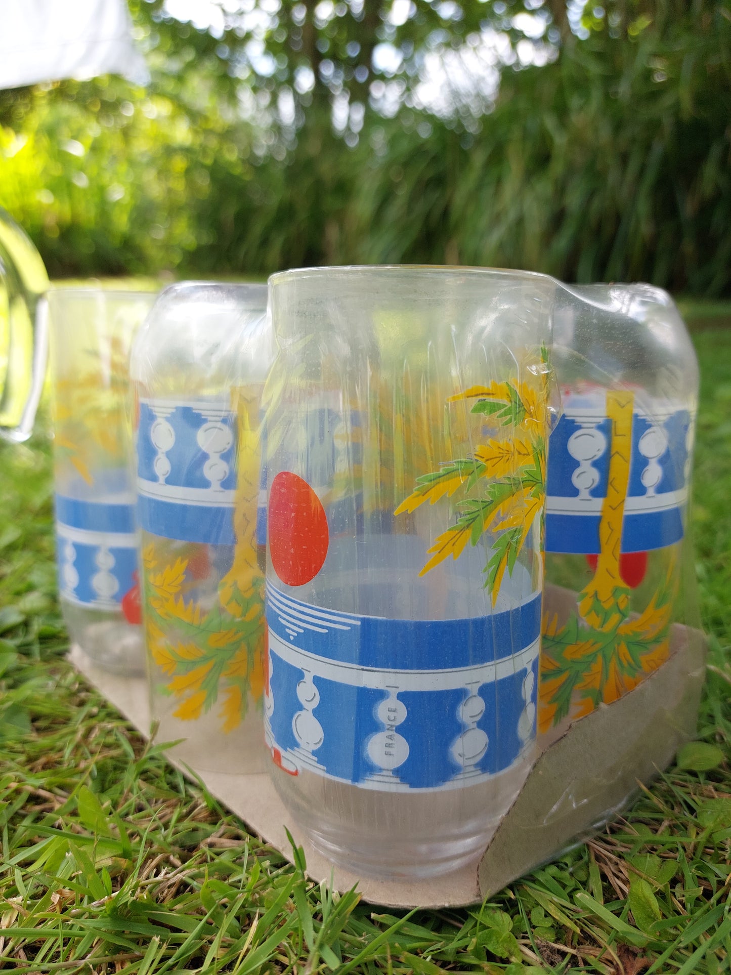 Pichet à orangeade et 6 verres vintage modèle "Bahahmas"