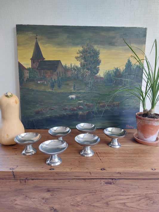Lot de 6 coupelles vintage en inox