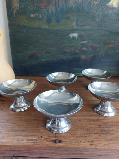 Lot de 6 coupelles vintage en inox