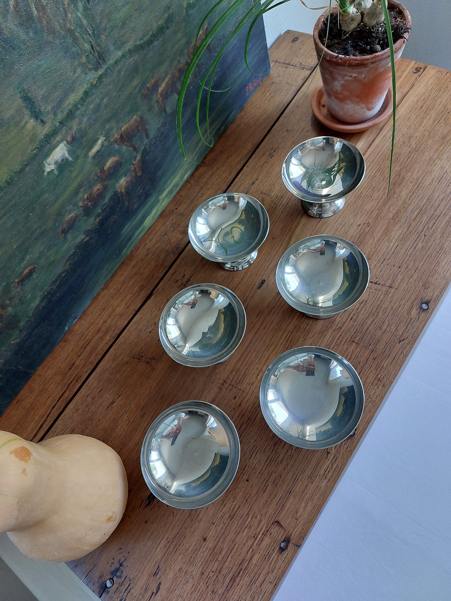 Lot de 6 coupelles vintage en inox