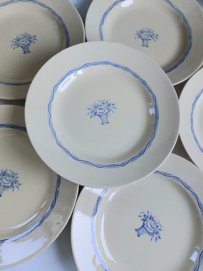 Lot de 6 assiettes à dessert anciennes BOCH F. La Louvière